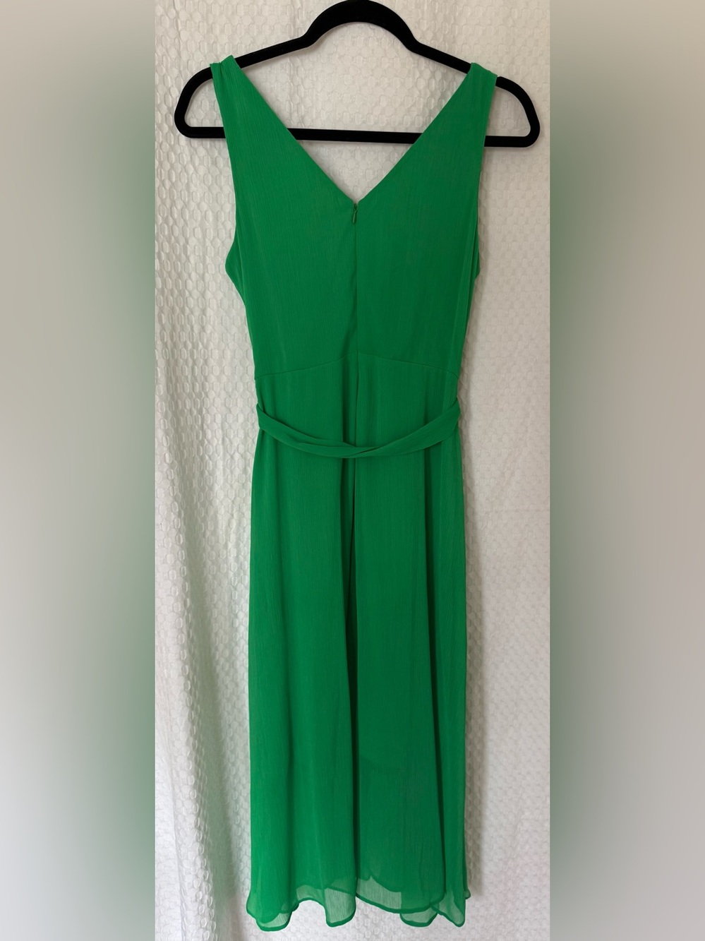 DKNY Green Wrap Midi Dress Tie Waist Chiffon Sleeveless Size 6 - Picture 3 of 5
